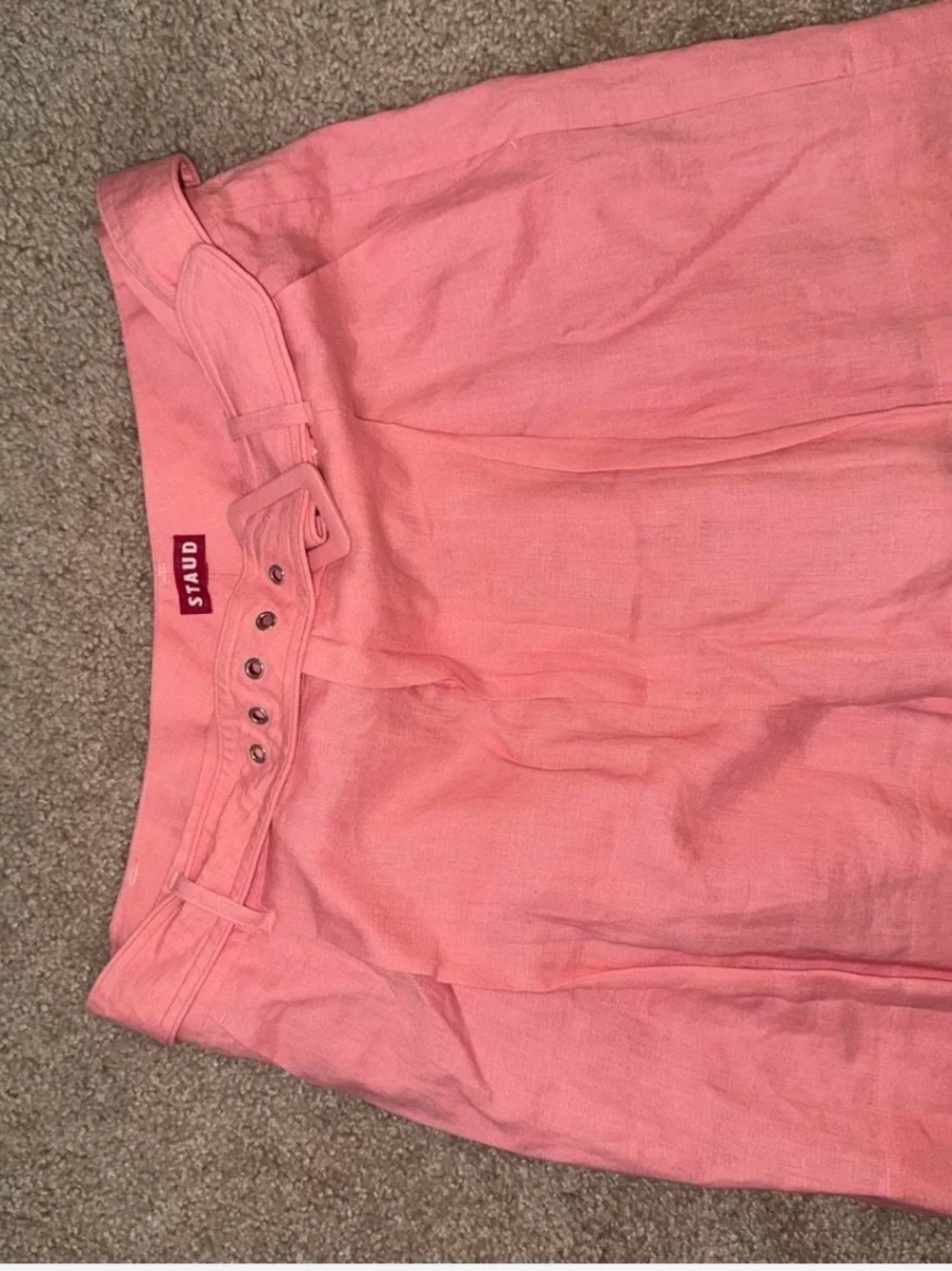 STAUD Rose Pink Linen-Blend Matching Set